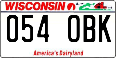 WI license plate 054OBK