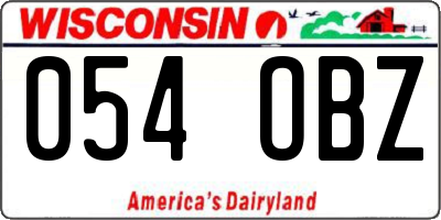 WI license plate 054OBZ