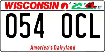 WI license plate 054OCL