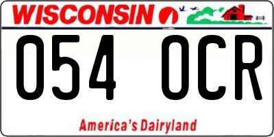 WI license plate 054OCR