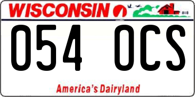 WI license plate 054OCS