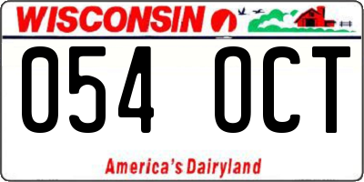 WI license plate 054OCT