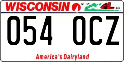 WI license plate 054OCZ
