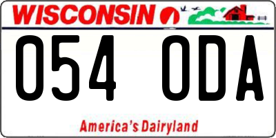 WI license plate 054ODA