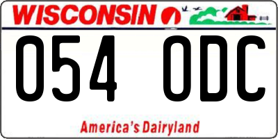 WI license plate 054ODC