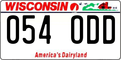 WI license plate 054ODD