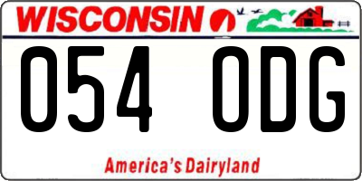 WI license plate 054ODG