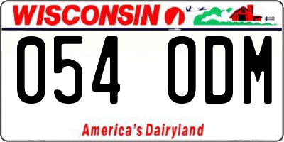 WI license plate 054ODM