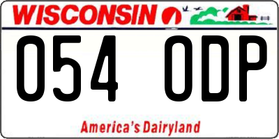 WI license plate 054ODP