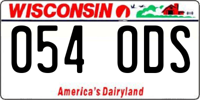 WI license plate 054ODS