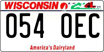 WI license plate 054OEC