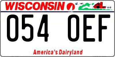 WI license plate 054OEF
