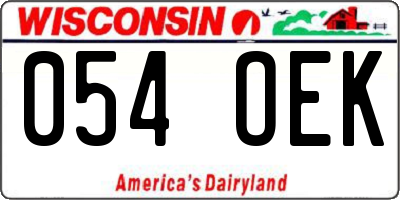 WI license plate 054OEK