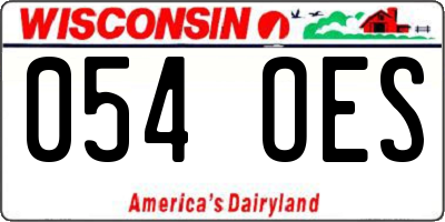 WI license plate 054OES