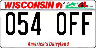 WI license plate 054OFF