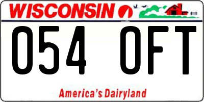 WI license plate 054OFT