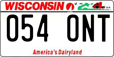 WI license plate 054ONT