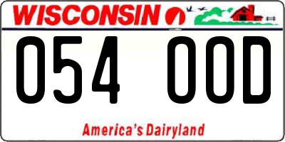 WI license plate 054OOD