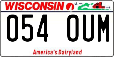 WI license plate 054OUM