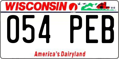 WI license plate 054PEB