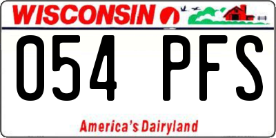 WI license plate 054PFS