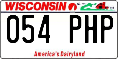 WI license plate 054PHP