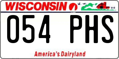 WI license plate 054PHS