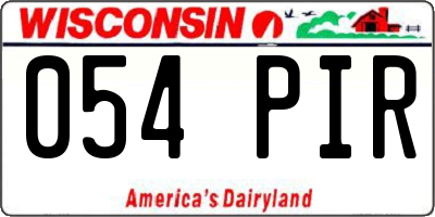 WI license plate 054PIR
