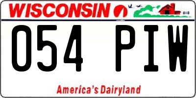 WI license plate 054PIW