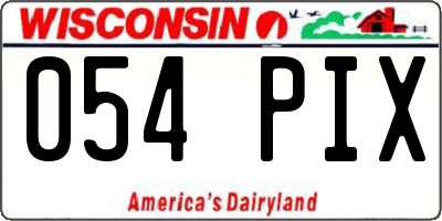 WI license plate 054PIX