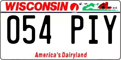 WI license plate 054PIY