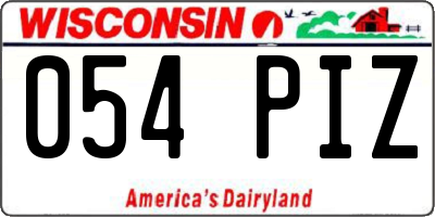 WI license plate 054PIZ