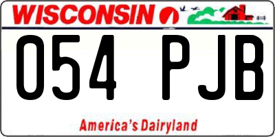 WI license plate 054PJB