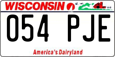 WI license plate 054PJE