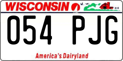 WI license plate 054PJG