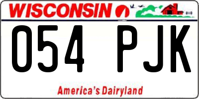 WI license plate 054PJK