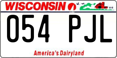WI license plate 054PJL
