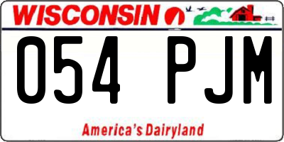 WI license plate 054PJM