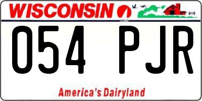 WI license plate 054PJR