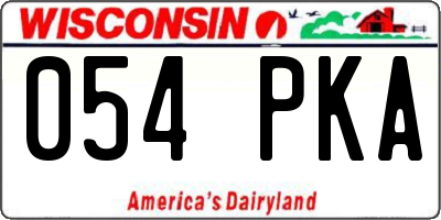 WI license plate 054PKA