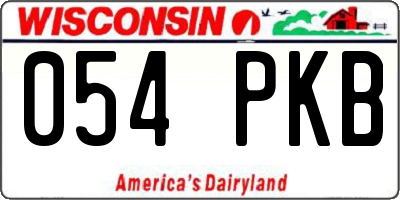 WI license plate 054PKB