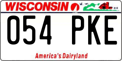 WI license plate 054PKE