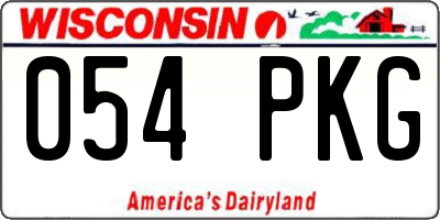 WI license plate 054PKG