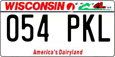 WI license plate 054PKL