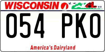 WI license plate 054PKO