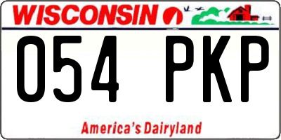 WI license plate 054PKP