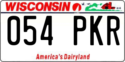 WI license plate 054PKR