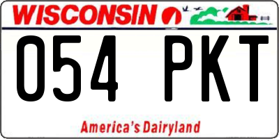 WI license plate 054PKT