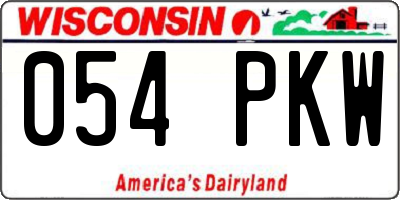 WI license plate 054PKW
