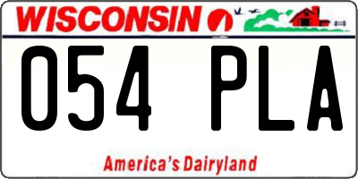 WI license plate 054PLA